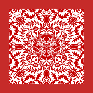 Red and White Vine Pattern T-Shirt