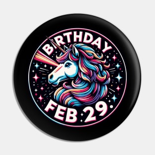 Birthday February 29 Unicorn Pin