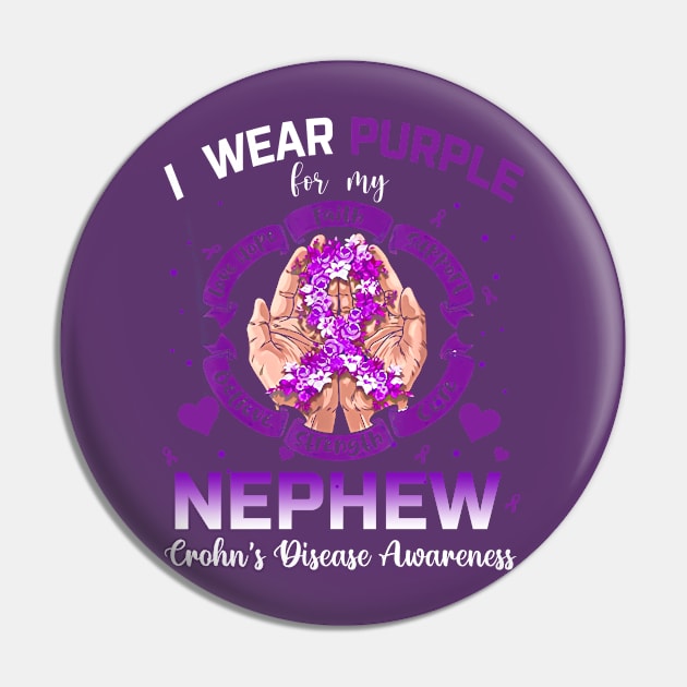 I Wear Purple For My Nephew  Crohn's Disease Awareness Pin by thavylanita