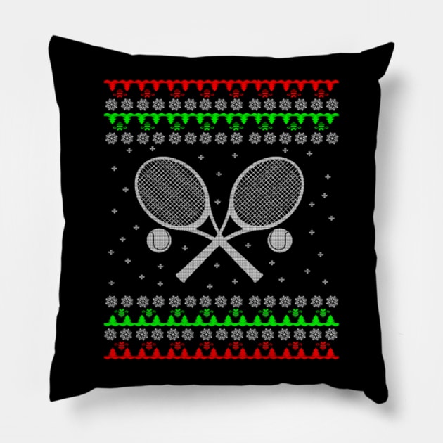 Tennis Ugly Christmas Sweater Gift Pillow by uglygiftideas