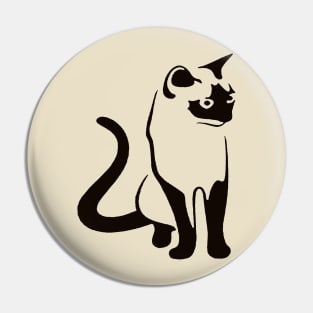 Traditional Thai Cat Minimalist Black Outline Art Pin