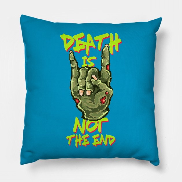 Zombie Rock-Out Hand Retro Games 8 Bit 80's 90's Attire Pillow by SpottydoggCreatives