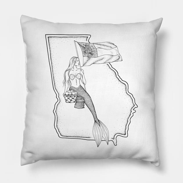 Georgia mermaid Pillow by Elizabeth Weglein Art