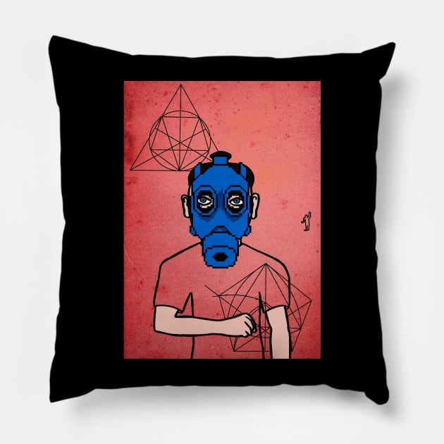 Sonatrach NFT - MaleMask with PixelEye Color and BlueSkin on TeePublic Pillow by Hashed Art