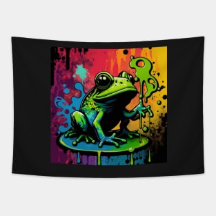 Cosmic Frog Splatter Paint Tapestry