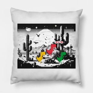 Pixelated T-Rex chrome Game no internet Pillow