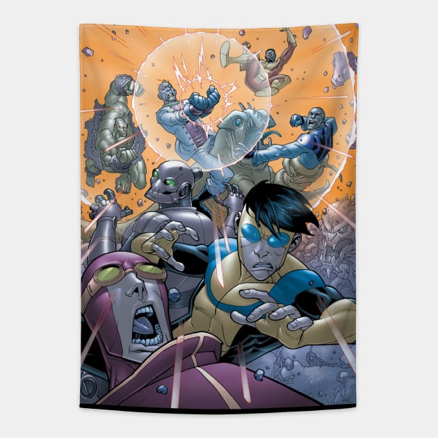 invincible poster Tapestry by super villain