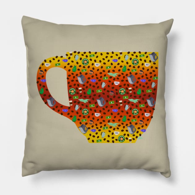 100 Cups of Coffee (Shape) Pillow by SpectreSparkC