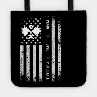 Funny 4th Of July Pickleball player gift,peace love pickleball usa flag Racquetball Players Paddleball Sports patriotic  Lover Tote