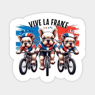 French Bulldog Puppies Racing Bikes Vive le France Magnet