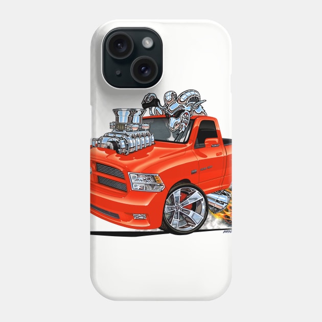 Dodge RAM ORANGE Truck Phone Case by vincecrain