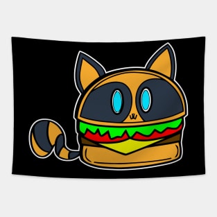 Kawaii Raccoon Cheeseburger Tapestry