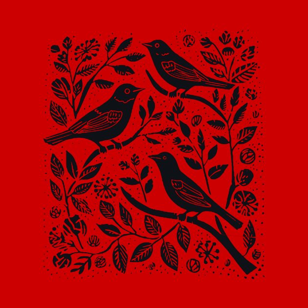 Lino Cut Birds by n23tees