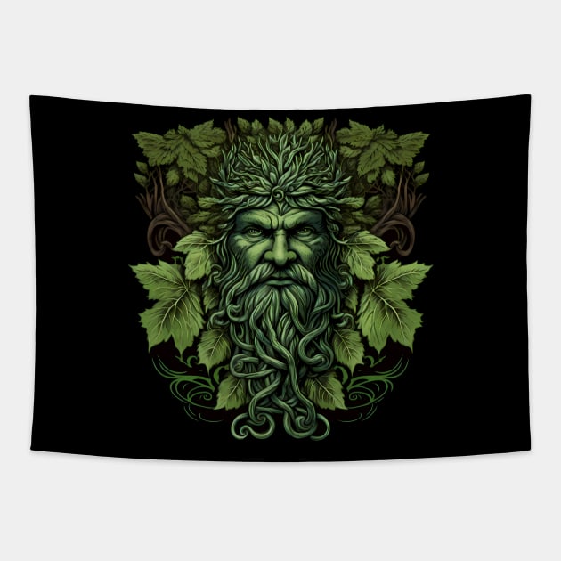 Jack Of The Wood Traditional Pagan Celtic Greenman Tapestry by Tshirt Samurai