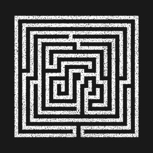 White Maze Labyrinth Geometric Artwork T-Shirt