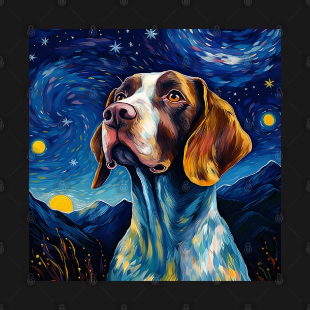 English Pointer painted in Starry Night style by NatashaCuteShop