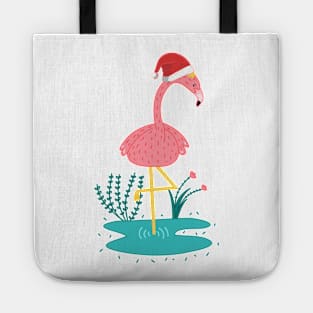 Cute Pink Flamingo Wear Santa Hat Tote