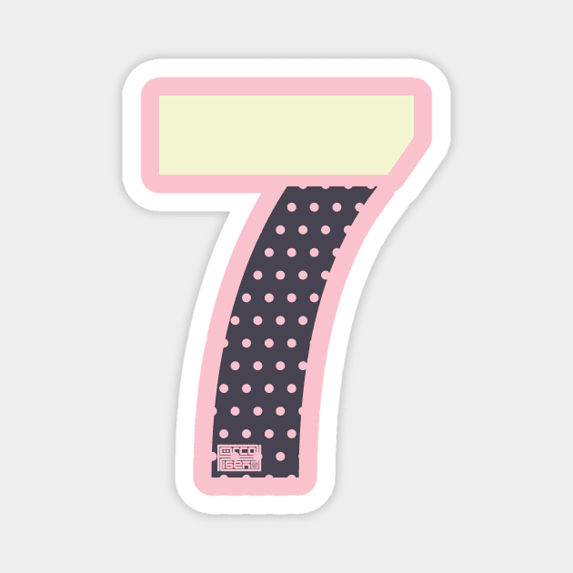 Number 7 Seven Ladies Girls Polka Dots Girly Cute Magnet by porcodiseno