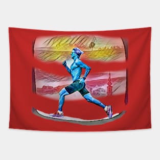 Blue Sprinter (love of running) Tapestry