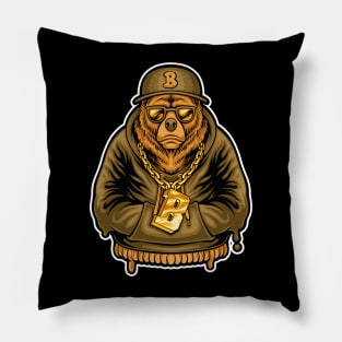 Hip Hop Bear, Illustration Mascot, Graffiti Style Pillow