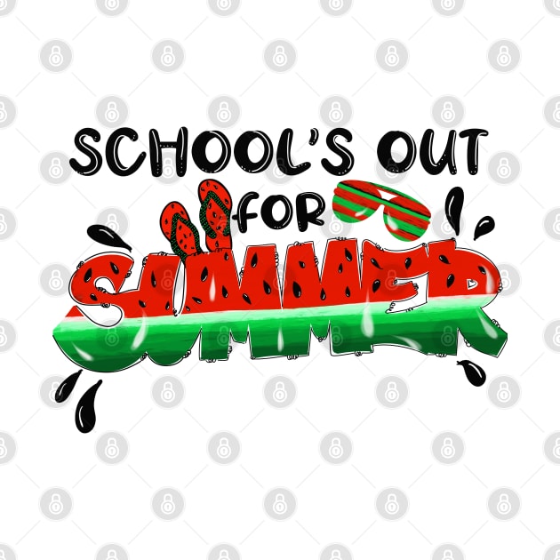 Schools Out For Summer, Watermelon, sunglasses, flip flops by Sheila’s Studio