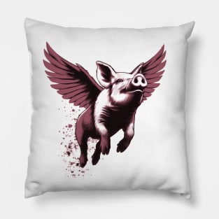 Pink Flying Pig Pillow