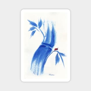 Feelin' Blue - Watercolor Ladybug & Bamboo Painting Magnet