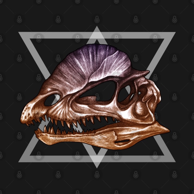 Colored Dilophosaurus Skull by MonoMano