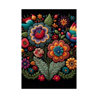 Botanical vintage Ethnic embroidery Floral design 4 T-Shirt