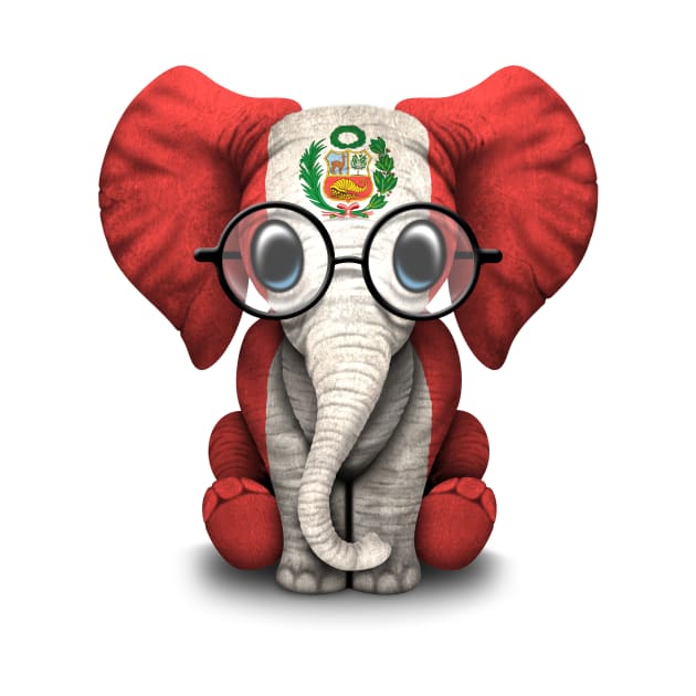 Baby Elephant with Glasses and Peruvian Flag by jeffbartels