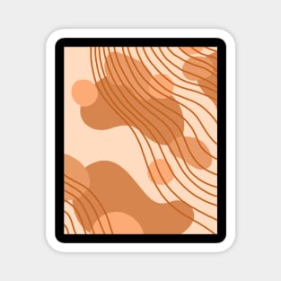 Light Brown and Beige Abstract Art Shapes and Lines Magnet