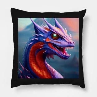 Blue, Red, and Purple Spiked Dragon Pillow