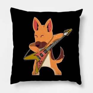 Dog Playing Guitar Rock Rocker Dog Lover Pillow