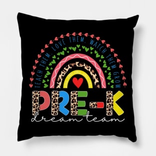 PreK Dream Team Leopard Rainbow Teacher Squad Back To School Pillow