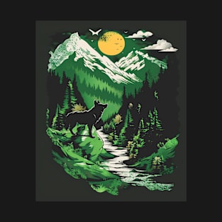 Majestic Wilderness: Lone Wolf and Mountain Landscape for him for her, men and women T-Shirt