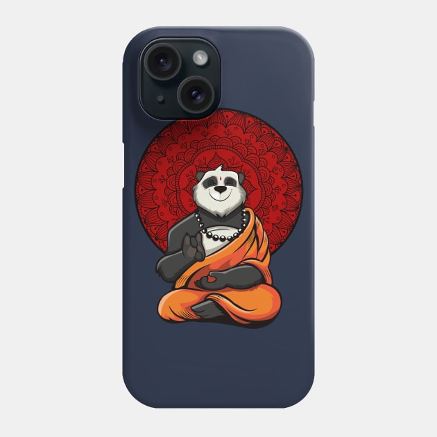 Panda Bear Zen Buddha Yoga Spiritual Cartoon Mandala Phone Case by underheaven