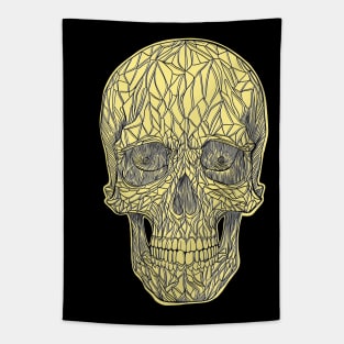 Yellow skull with black lines Tapestry