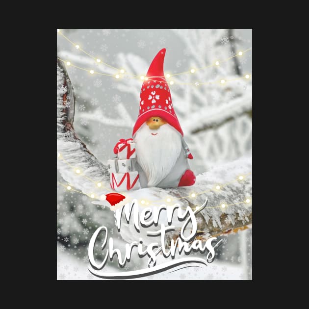 Merry Xmas Funny Gnome Photograpic Festive Print by FineArtMaster