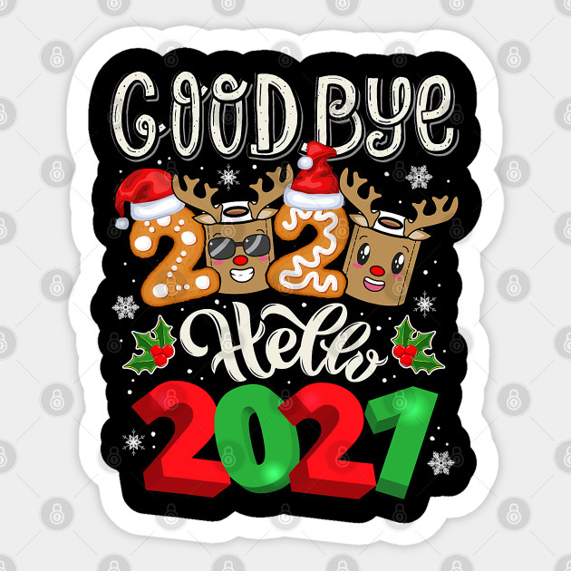 2021 Happy New Year Reindeer Face Mask Pajama Family Xmas - Happy New Year - Sticker