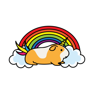 Guinea Pig Unicorn Rainbow Clouds Happy Positive Furry Pet T-Shirt