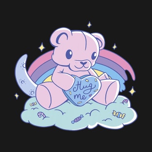 Hug Me Teddy Hugging Heart Bear Toy Rainbow Cute Candy T-Shirt