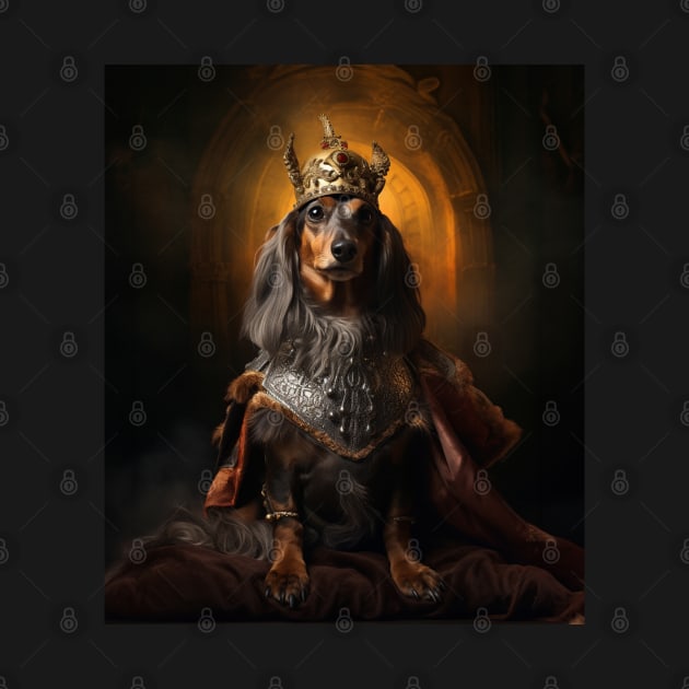 Distinguished Long Haired Dachshund - Medieval German King by HUH? Designs