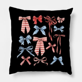 Red White And Blue American Coquette Bows Pillow