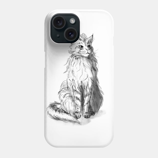 The maine coon cat queen Phone Case by Verchi
