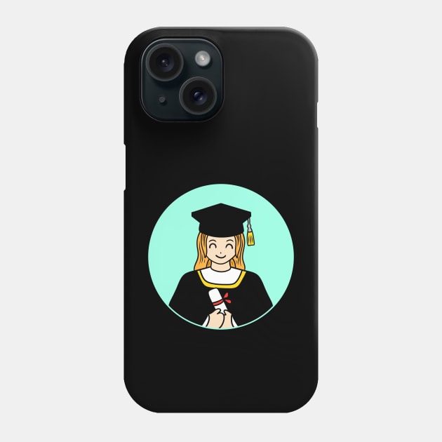 Cute girl graduation - chibi style Phone Case by Andrew Hau