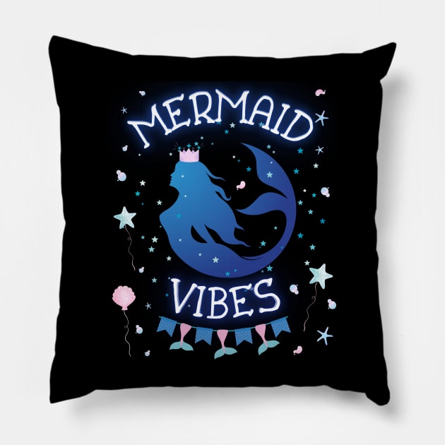 Mermaid Vibes Magical Beach Lovers Pillow by AimArtStudio