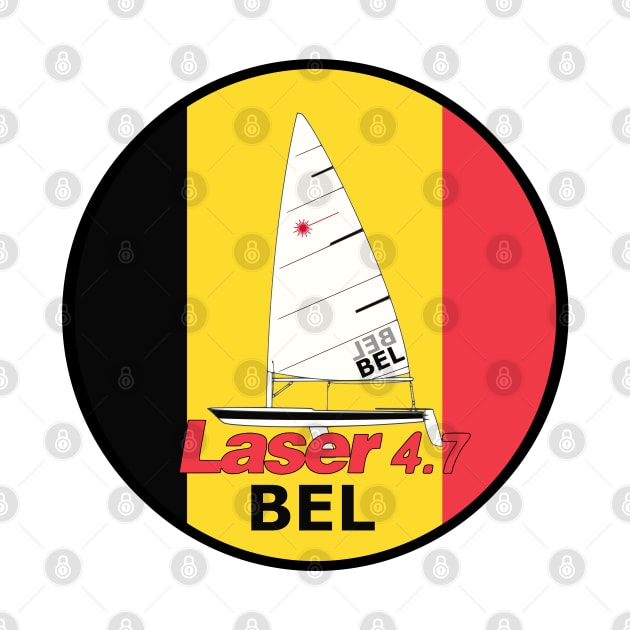 laser class sailboat on flag Belgium by Regatta Merch