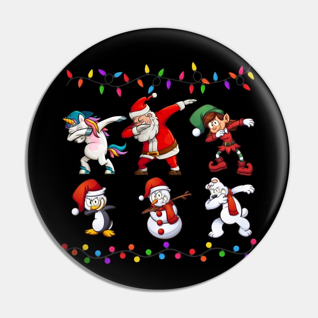 Dabbing Santa Elf Friends Christmas Pin by medrik