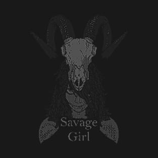 ASCii Savage Girl w/ text (White) T-Shirt