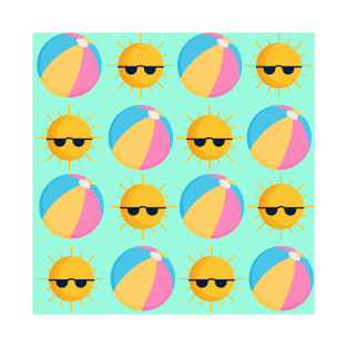 Beach Ball And Suns With Sunglasses T-Shirt